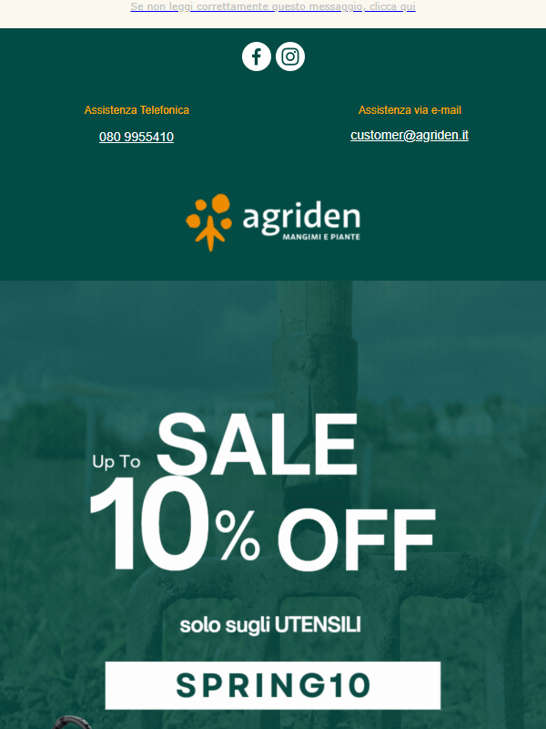 -10% sugli utensili! Solo su Agriden!🌿