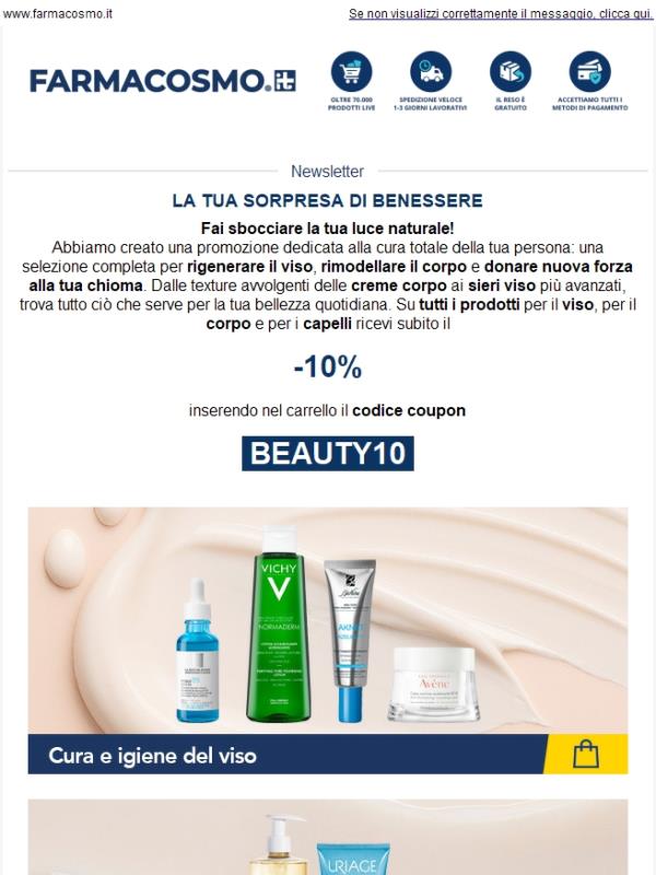 ✨ Trilogia di Bellezza: -10% su Viso, Corpo e Capelli