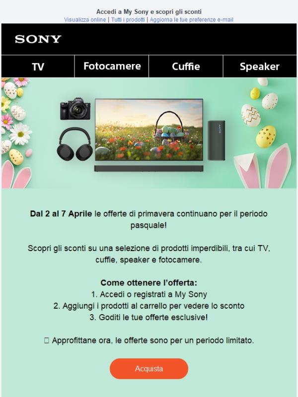 🐣 Per utenti My Sony: Sono arrivate le offerte di Pasqua
