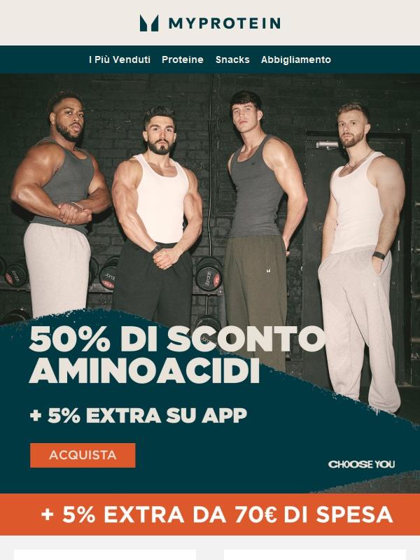-50% + 5% Extra sugli Aminoacidi ❤️‍🔥