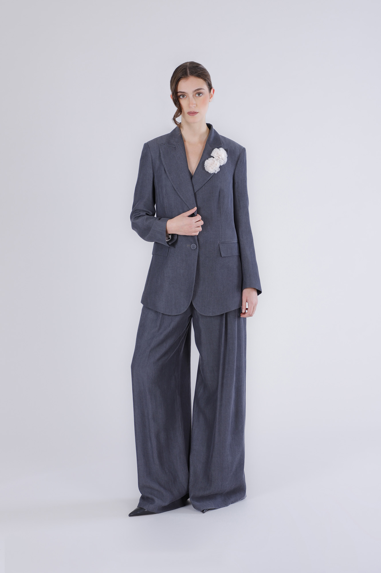 Image of giacca in tencel denim cn fodera stampata lavagna