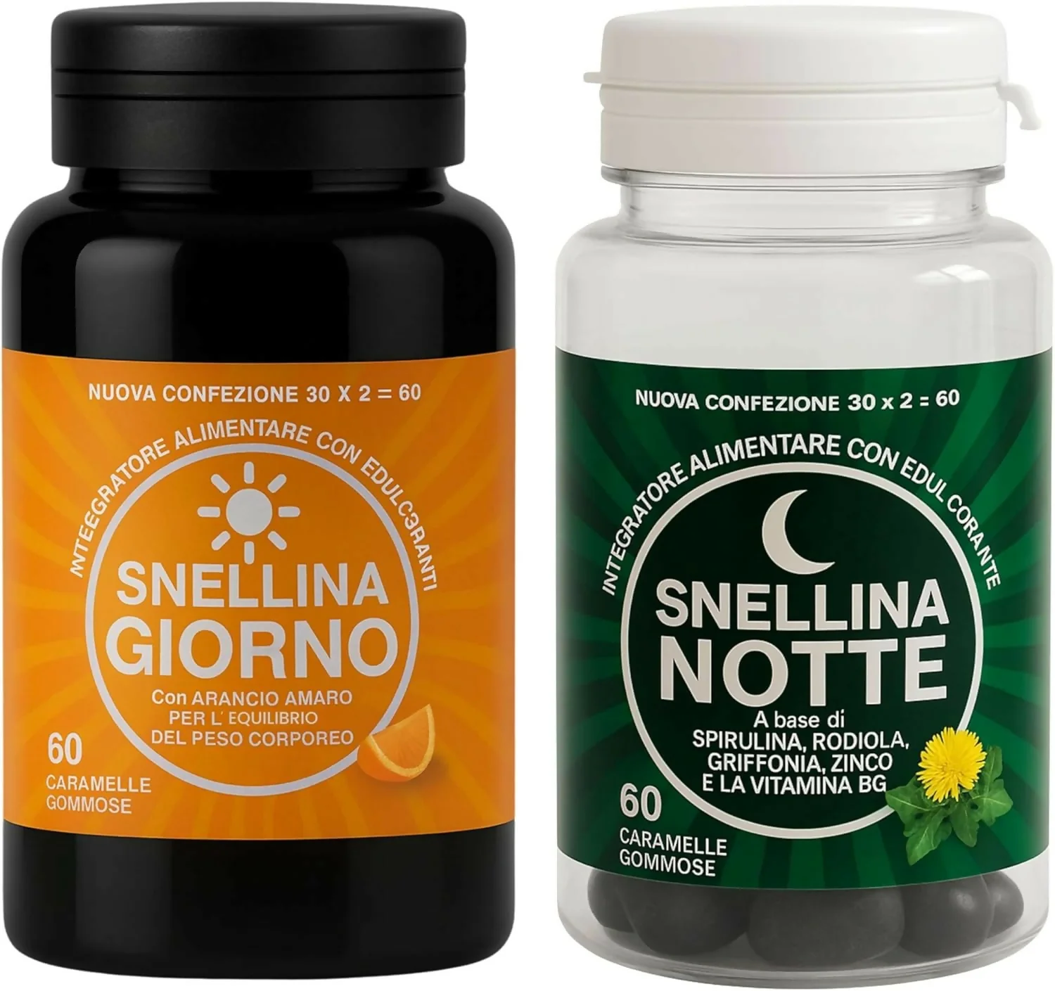 Snellina Giorno & Notte Dimagrante Donna – Integratore Brucia Grassi Naturale con Arancio Amaro, Griffonia e Rodhiola