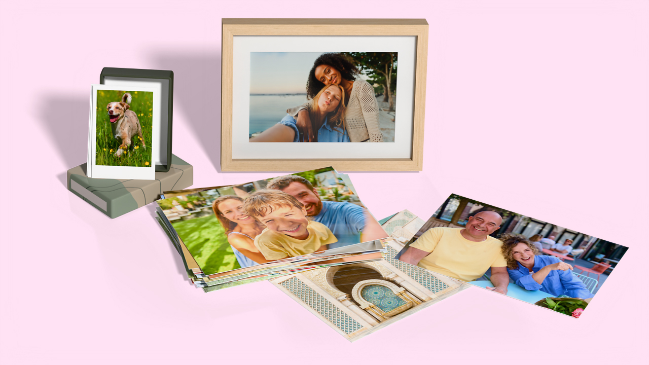 Mix di opzioni stampe foto, con foto di famiglia e con amici