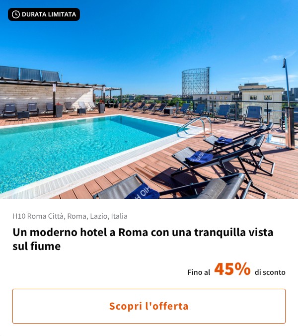 Un moderno hotel a Roma con una tranquilla vista sul fiume
