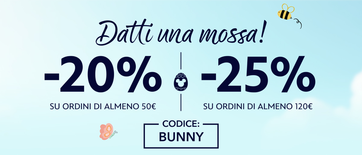  Datti una mossa! -20% SU ORDINI DI ALMENO 50€ | -25% SU ORDINI DI ALMENO 120€ | CODICE: BUNNY