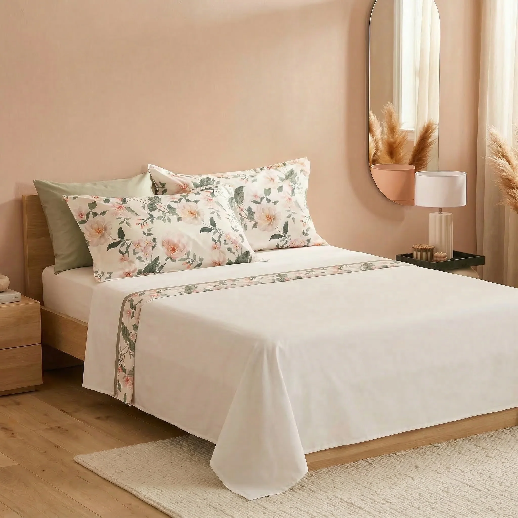 Image of Completo Lenzuola in Percalle <br>di Cotone Fantasia Floreale - <b>Eko Clea