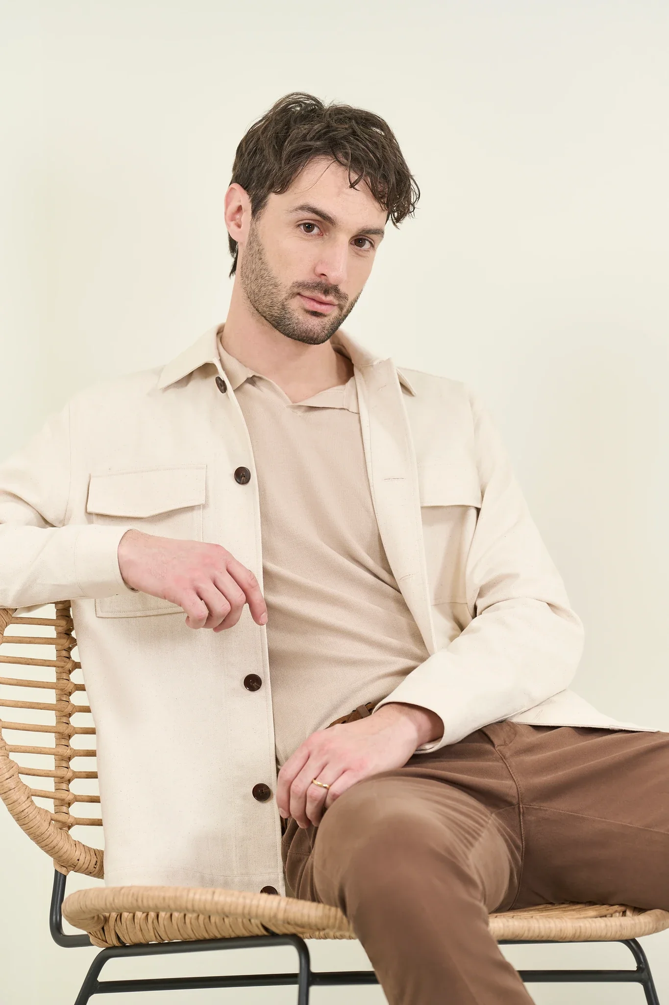 Image of Overjacket ecrù misto cotone resca