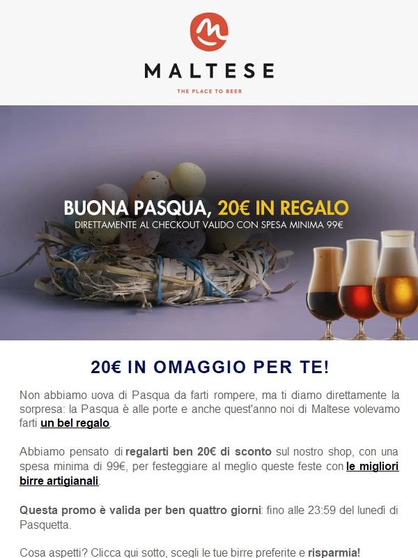 Il nostro regalo di Pasqua: 20€ in omaggio per te!