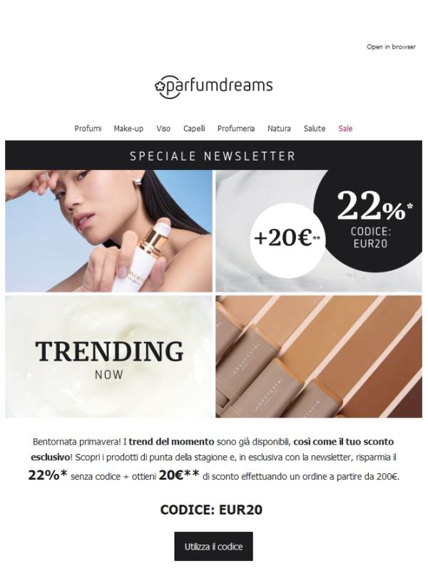 22% + 20€ di sconto per le tendenze primaverili 🌼