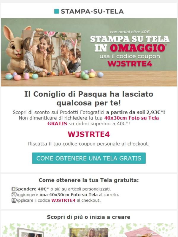 🎁 Regalo di Pasqua 🎉 Foto su Tela gratis con il codice WJSTRTE4!