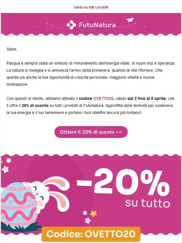 20% di sconto per Pasqua 🐤