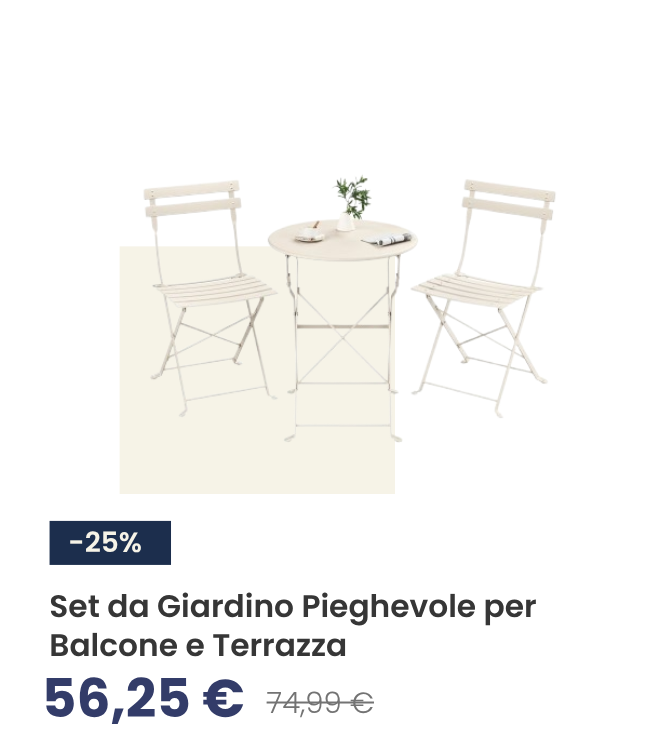 Set da Giardino Pieghevole con 2 Sedie y 1 Tavolo Beige Cappuccino