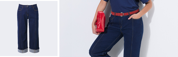 Jeans modello Mary con taglio della gamba ampio e dritto e risvolti