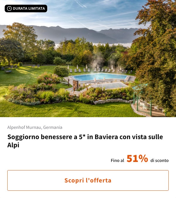 Soggiorno benessere a 5* in Baviera con vista sulle Alpi