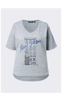 T-shirt dal taglio oversize con New York, scollo a V e mezze maniche