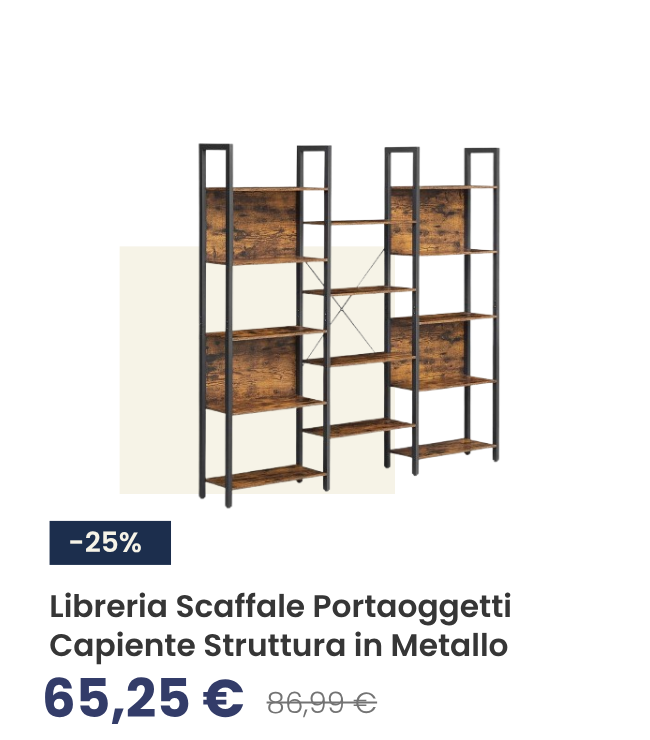 Libreria Scaffale Portaoggetti con 14 Ripiani in Metallo Marrone Vintage e Nero