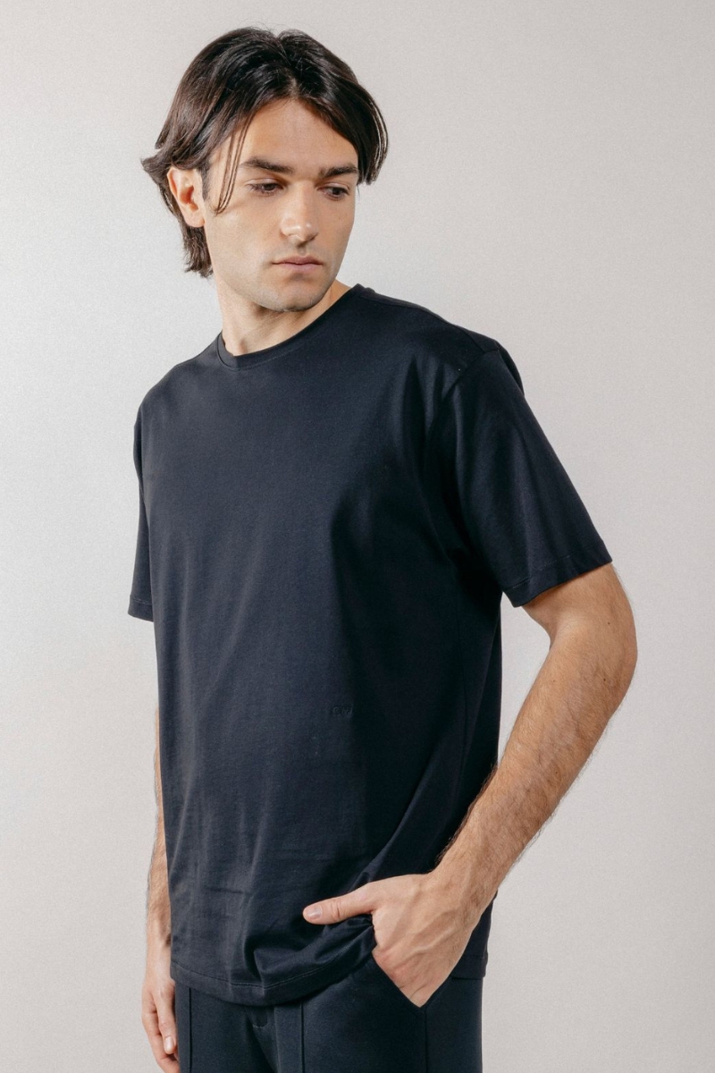 T-Shirt Girocollo in Jersey Black