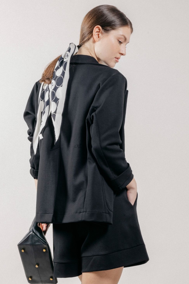 Giacca Blazer Doppiopetto in Interlock Black