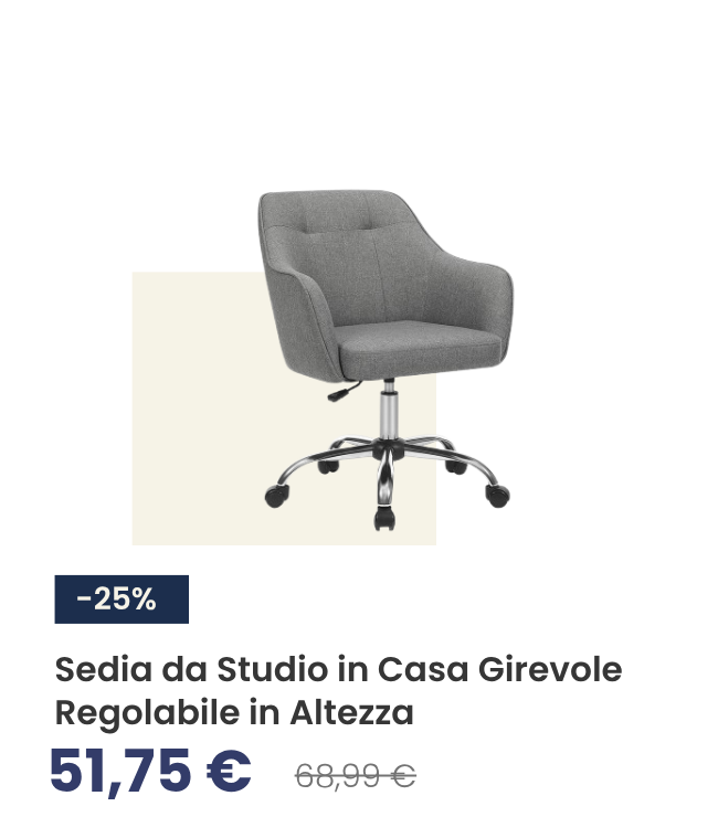 Sedia Girevole da Studio Regolabile in Altezza Struttura in Acciaio Grigio