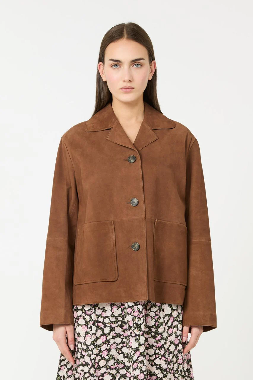 Giacca Crop in Pelle / Marrone