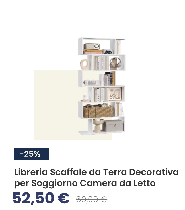 Libreria a 6 Ripiani Aperti Divisorio per Stanza Autoportante Moderno Bianco