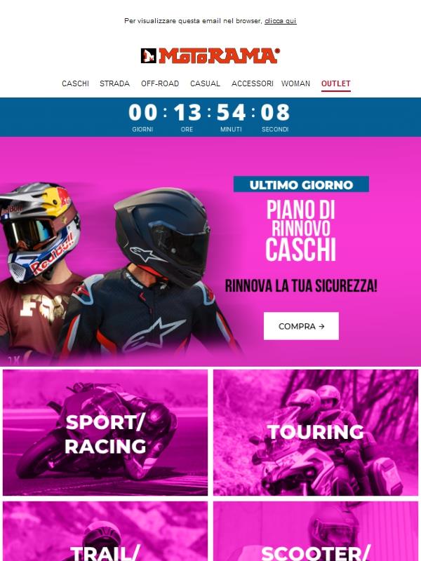 Ultimo giorno per rinnovare il tuo casco con sconto 🚨