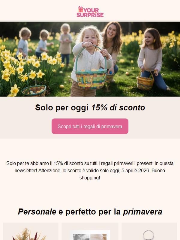 Regali di primavera con il 15% di sconto! 🌼