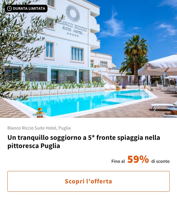 Un tranquillo soggiorno a 5* fronte spiaggia nella pittoresca Puglia