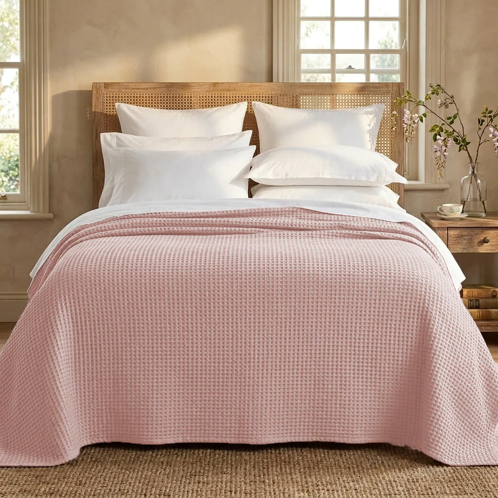 Image of Copriletto in Cotone a Nido d'Ape <br>StoneWashed No Stiro - <b>Anthony