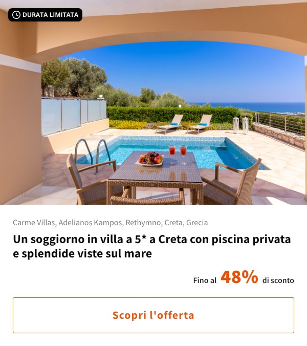 Un soggiorno in villa a 5* a Creta con piscina privata e splendide viste sul mare