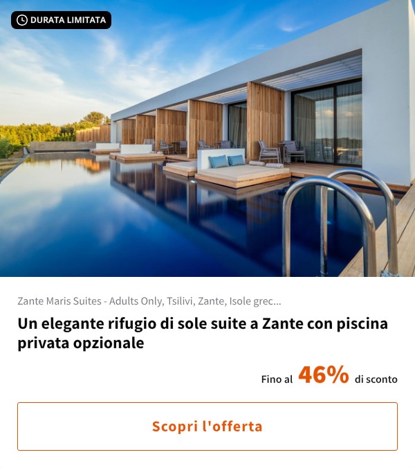 Un elegante rifugio di sole suite a Zante con piscina privata opzionale