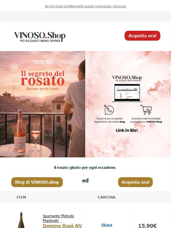 🌹 VINOSO | Il rosato giusto per ogni occasione