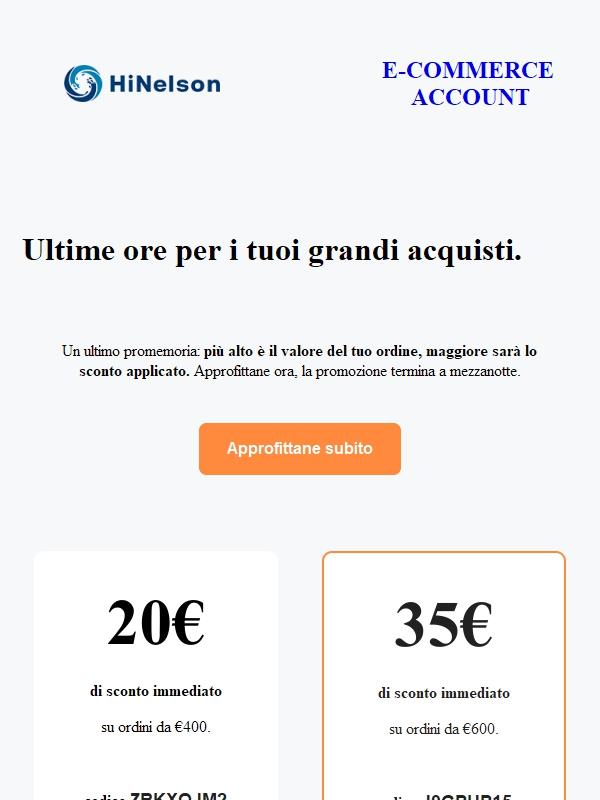 🚨 ULTIME ORE - Fino a 200€ di sconto