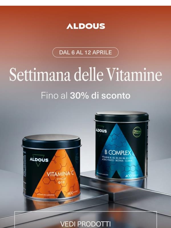 Fino al -30% di sconto su tutte le vitamine 🍊