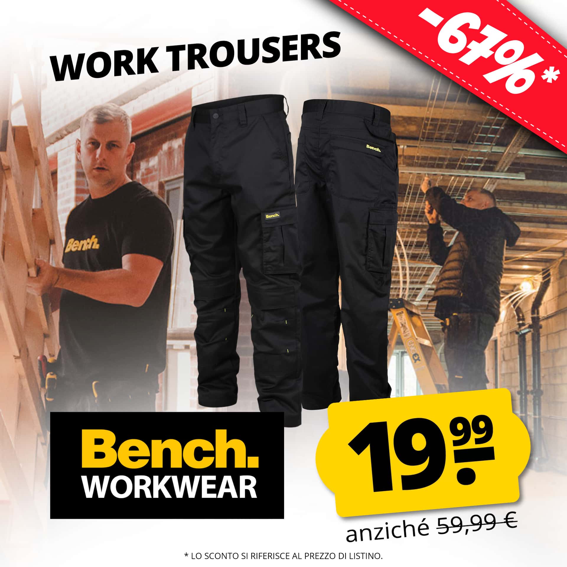 bench workwear toronto uomo pantalone da lavoro