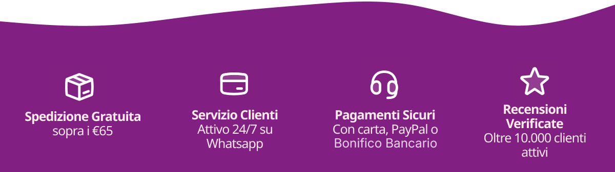 Sepdizione Gratuita soprai 65€, servizio clienti e 10000 recensioni verificate