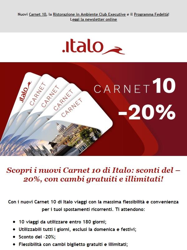 Nuovi Carnet 10 di Italo: più viaggi, più convenienza!