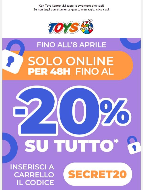 ⏰ -20% su TUTTO, solo ONLINE per 48 ORE!