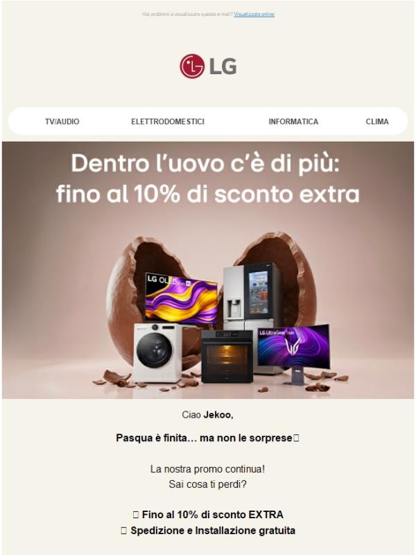 🐣Nell'uovo di Pasqua LG c'è il 10% di sconto extra!
