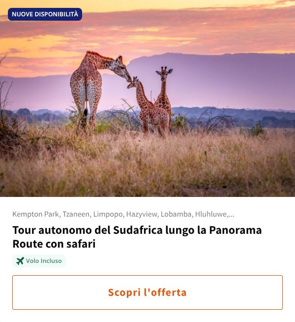 Tour autonomo del Sudafrica lungo la Panorama Route con safari
