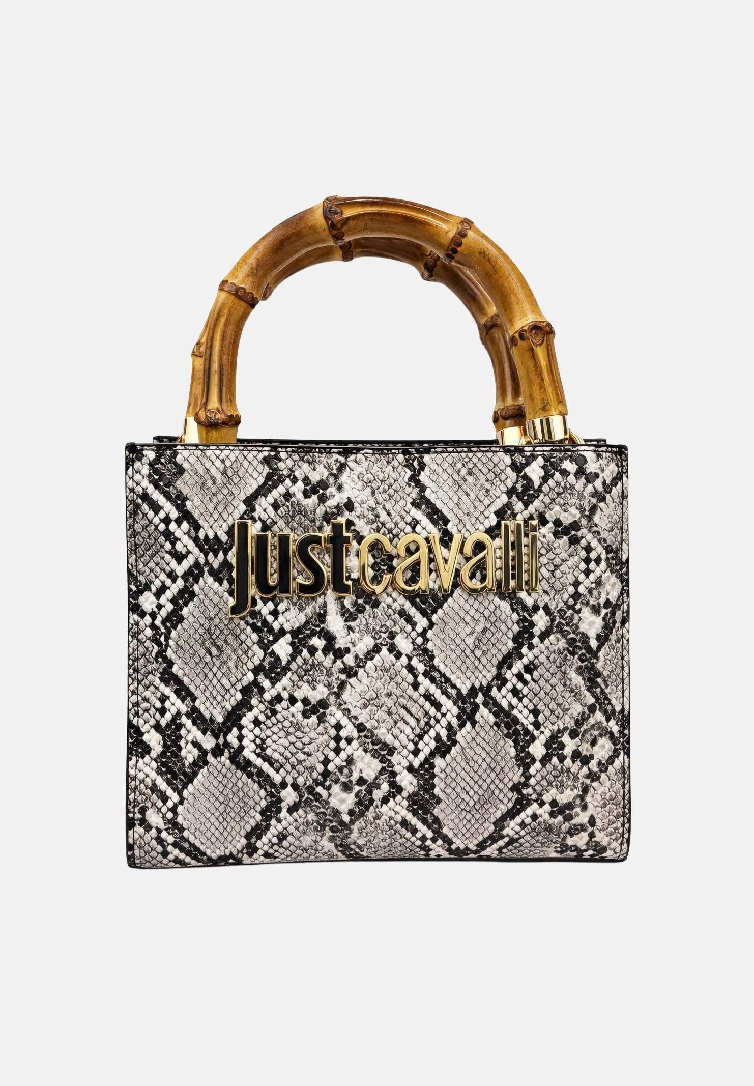 Image of JUST CAVALLI Borsa a mano pitonata bianca e nera da donna