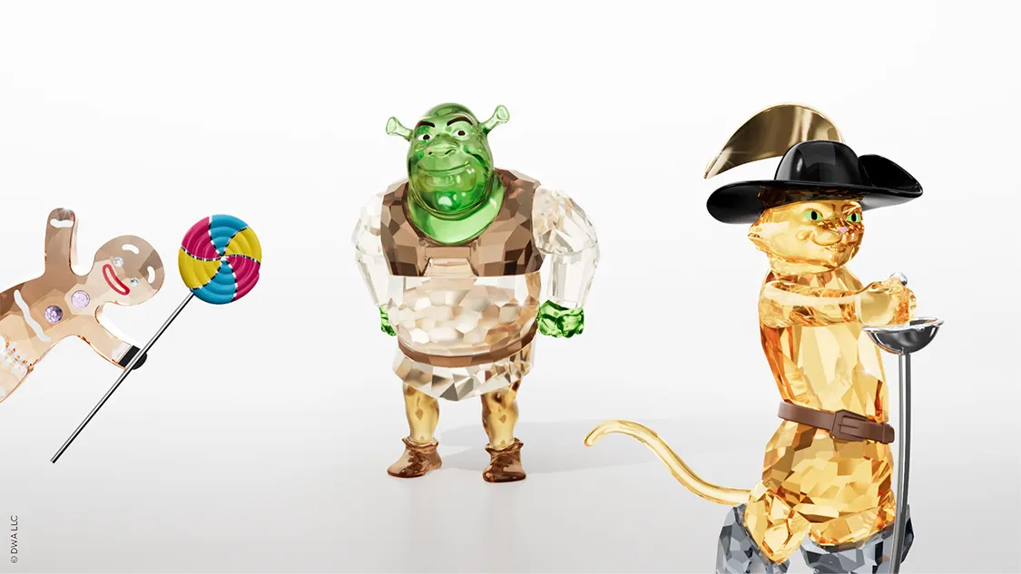 Creazioni in cristallo DreamWorks Shrek x Swarovski, Puss in Boots, Donkey e Gingy
