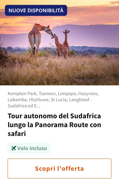 Tour autonomo del Sudafrica lungo la Panorama Route con safari
