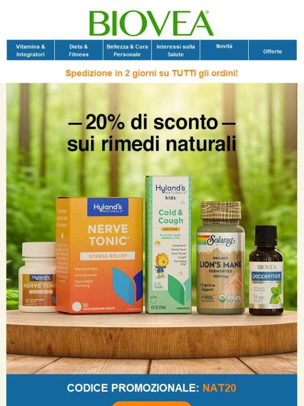 🌱 Stai meglio, naturalmente — 20% di sconto su tutti i rimedi naturali