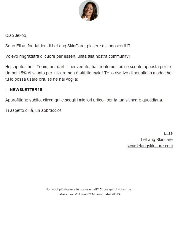 Ciao Jekoo, sono Elisa