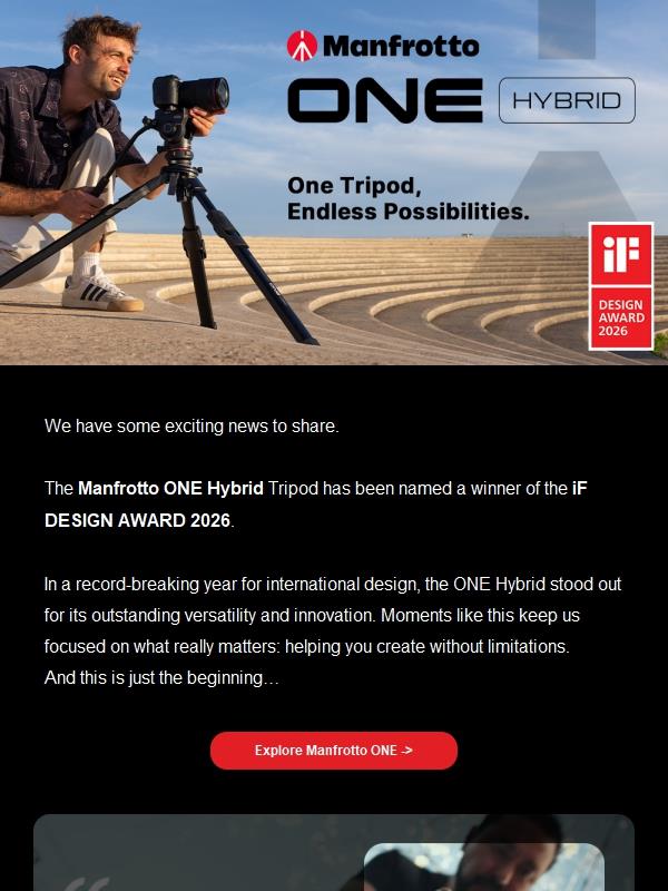 Manfrotto ONE Hybrid Takes Home the iF DESIGN AWARD 2026