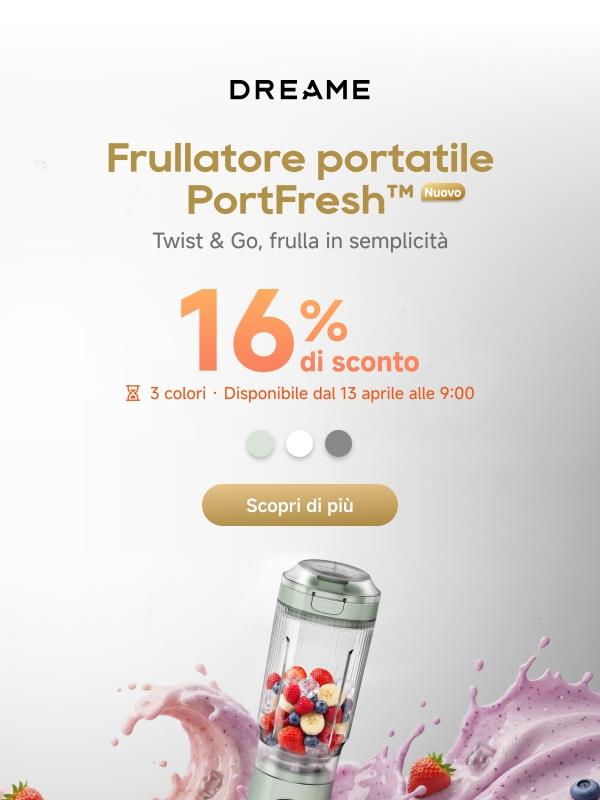 🥤Prossimamente: Frullatore portatile Dreame – Frulla ovunque, in qualsiasi momento