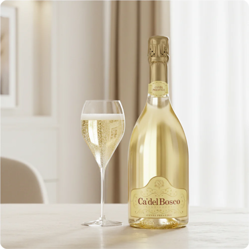 Cuvée Prestige Ed. 47 Franciacorta DOCG Ca’ del Bosco + 6 Calici Franciacorta Vino Bianco 42 cl