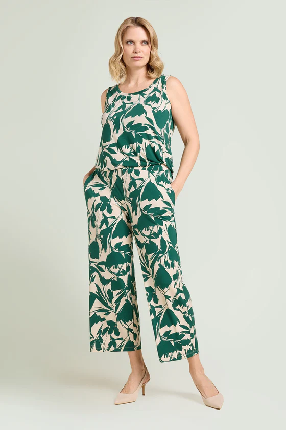 PANTALONI PULL-ON CROPPED IN JERSEY STAMPATO