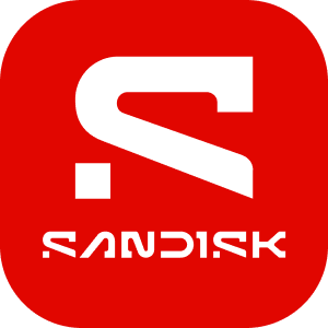 Icona rossa dell'app SANDISK con logo SANDISK bianco